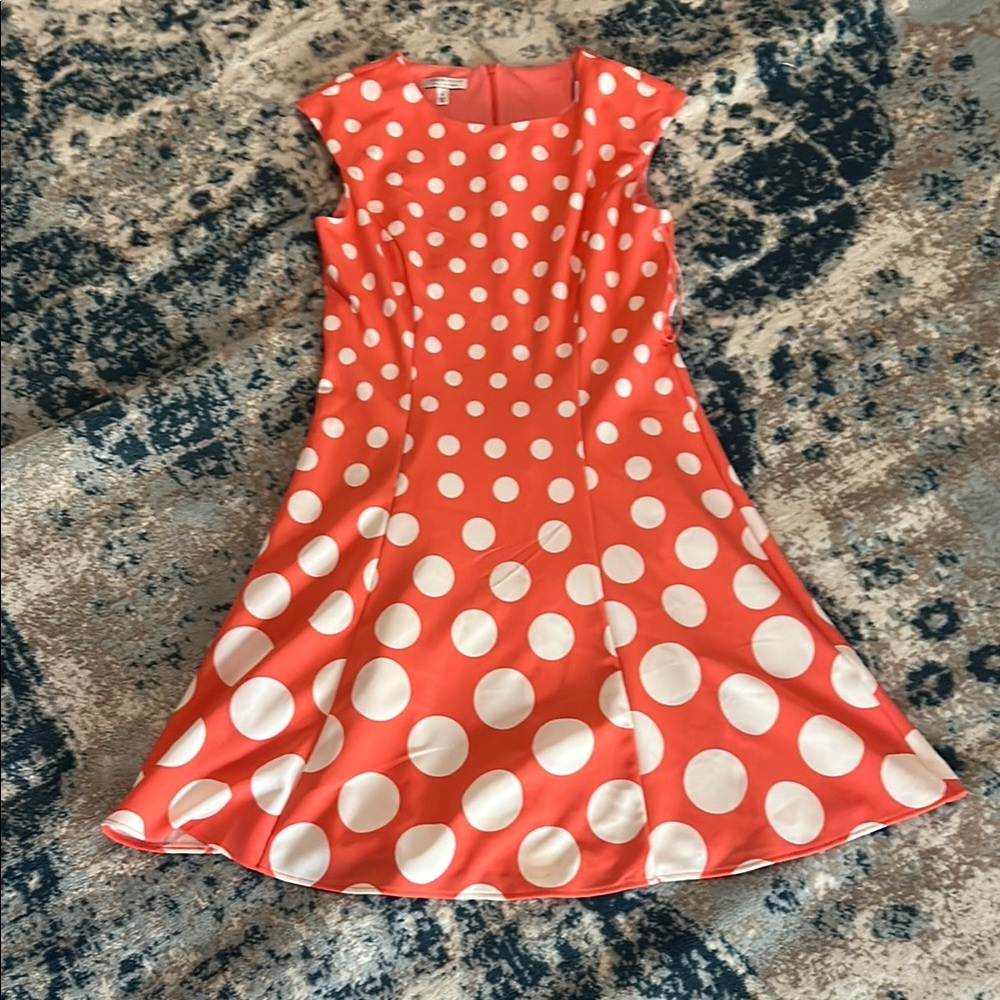 Pokodot coral and white dress